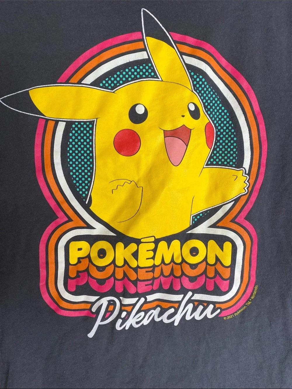 Old Navy Charcoal Gray Tee with Yellow Pikachu Graphic